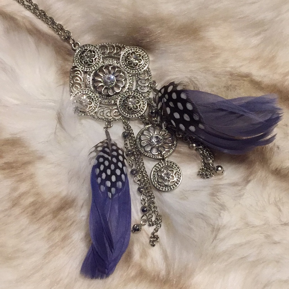 Dreamcatcher Feather Jeweled Long Necklace